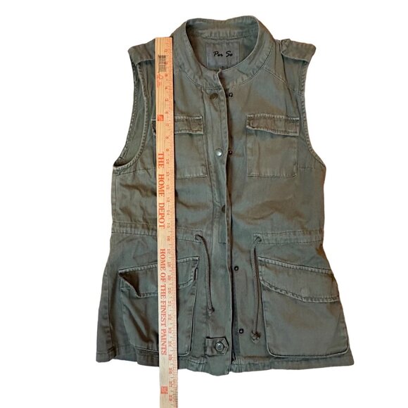 Utility Vest Military Style Small Pockets Adjustable Waist Zip Snap Epaulets - Picture 9 of 10